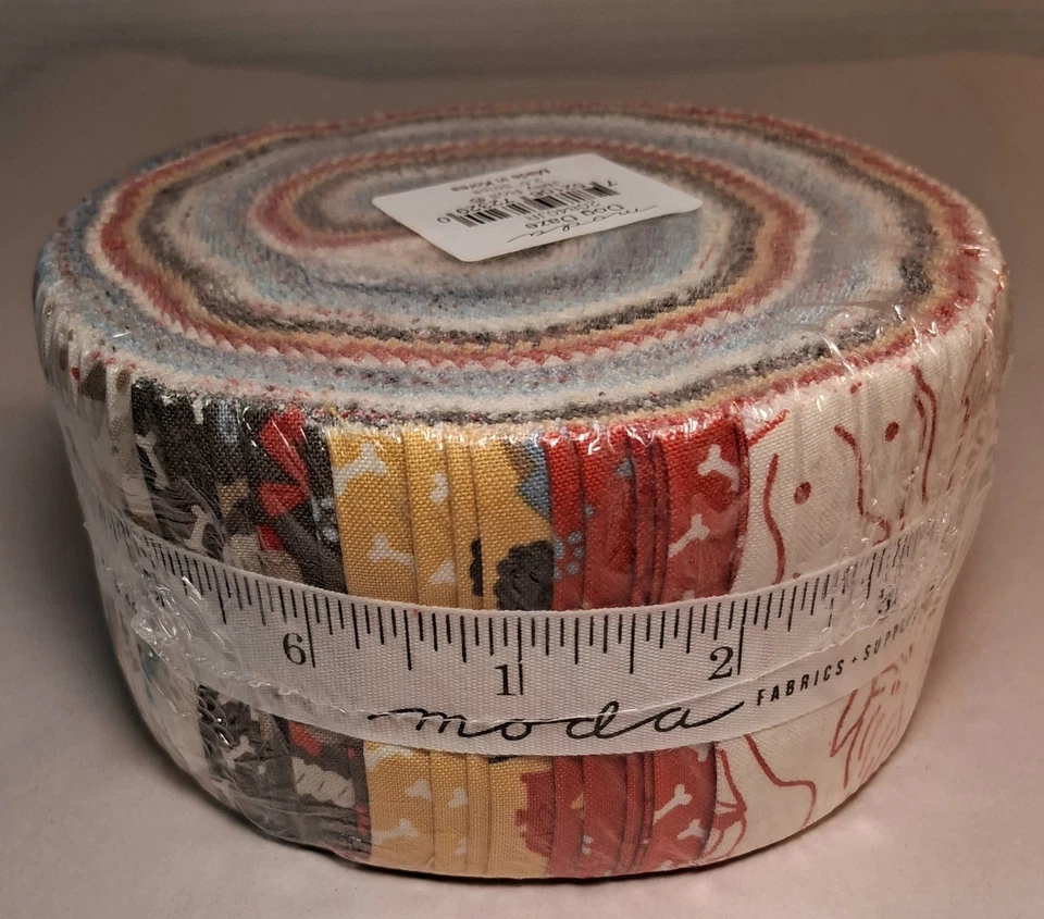 1 Lb 2.5" Moda Fabrics Dog Daze Jelly Roll 20840JR Moda Precuts - Image 4 of 4