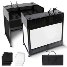Portable DJ Booth Table, 41"L x 20"W DJ Table Stand Portable Booth Double Dec...