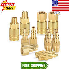 14pcs Air Hose Fittings, 1/4" NPT Quick Connect Air Coupler and Plug Kit Red