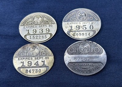Four Registered Ohio Chauffeur Pins ''Rare Collection''