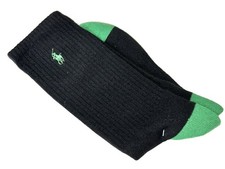 AUTHENTIC POLO COTTON BLEND RIB SOCKS RALPH LAUREN  BLACK / GREEN  MEN 10-13