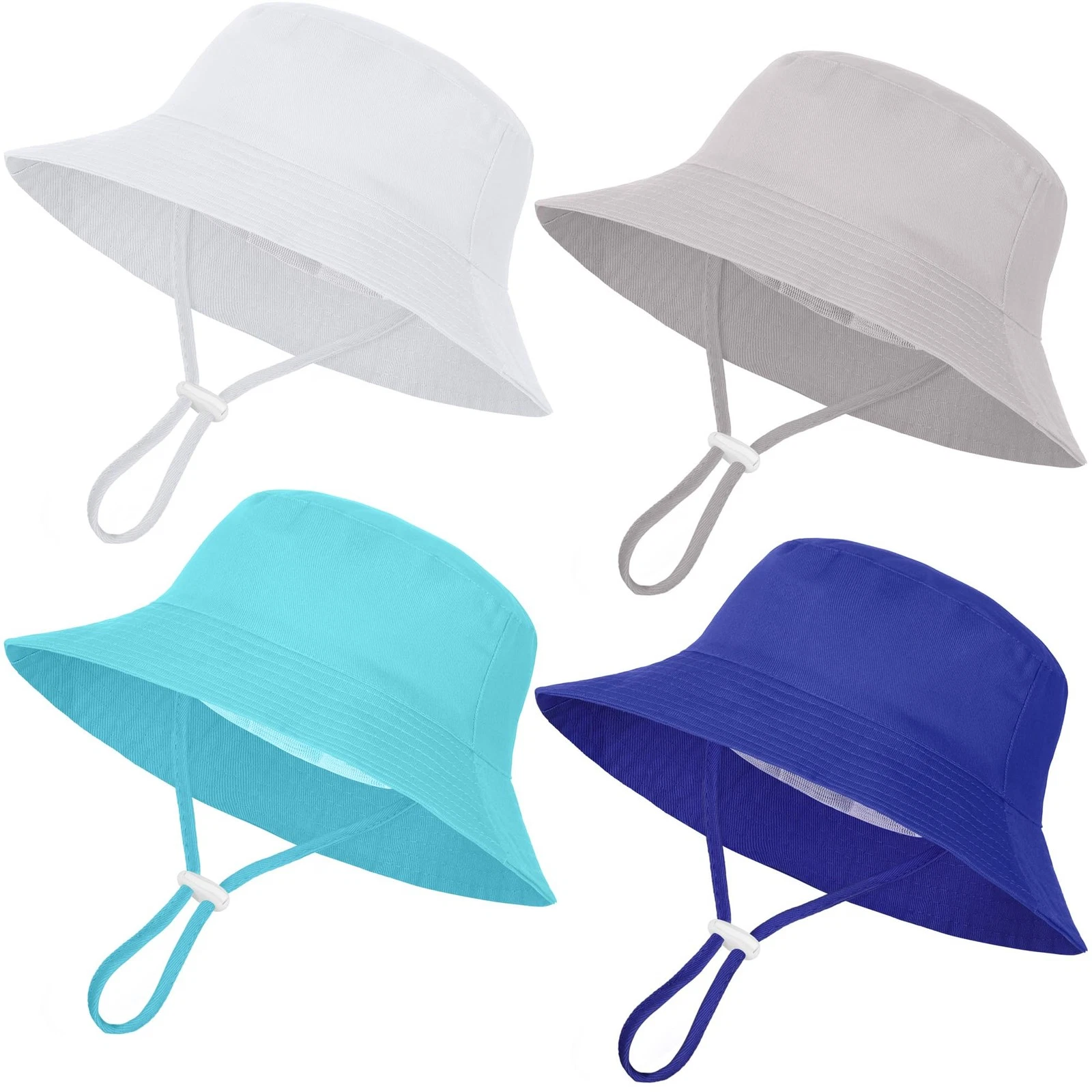 4 Pack Baby Sun Hat Wide Brim Bucket Adjustable Summer Protection
