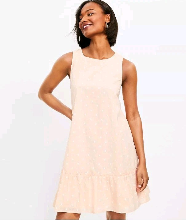 cotton flounce dress Loft Dotted Tie Back Size XL Peach Parfait Women's best_selling_mens_boots neck dress is fashioned Breaking Down Bridesmaid Dress Wrap dress Size:10/S
