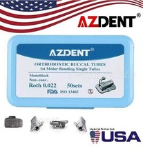 50Sets Dental AZDENT Orthodontic Buccal Tubes Roth.022 1st Molar Bondable Tubes