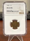 1903 INDIAN ONE CENT NGC MS62 BN Beautiful Tone And A Fresh Slab From NGC!