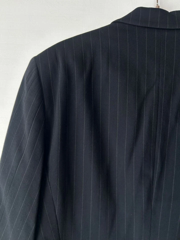 Ensemble costume vintage à rayures en laine Emporio Armani taille 48 veste... - Photo 4/4