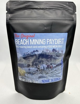 1/2 LB. BEACH MINING PAYDIRT WITH #200 MESH GOLD DUST. NOME,AK.