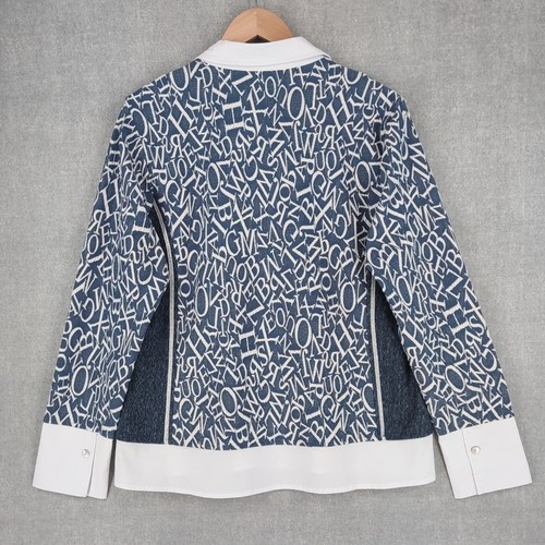 Giacca Dolcezza donna extra large blu bianco stampa alfabeto bottoni topper - Foto 9 di 18