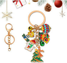 Christmas Tree Keychain, 3.5'' Mini Bag Charms with Christmas Tree, Snowman Pend
