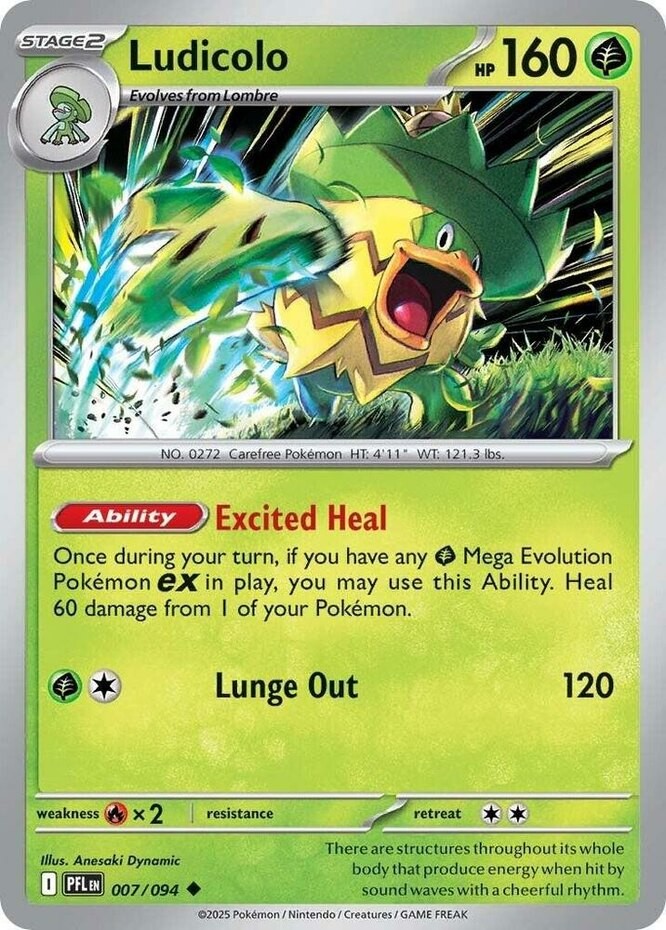 Ludicolo - 007/094 - Uncommon - Reverse Holo NM Phantasmal Flames