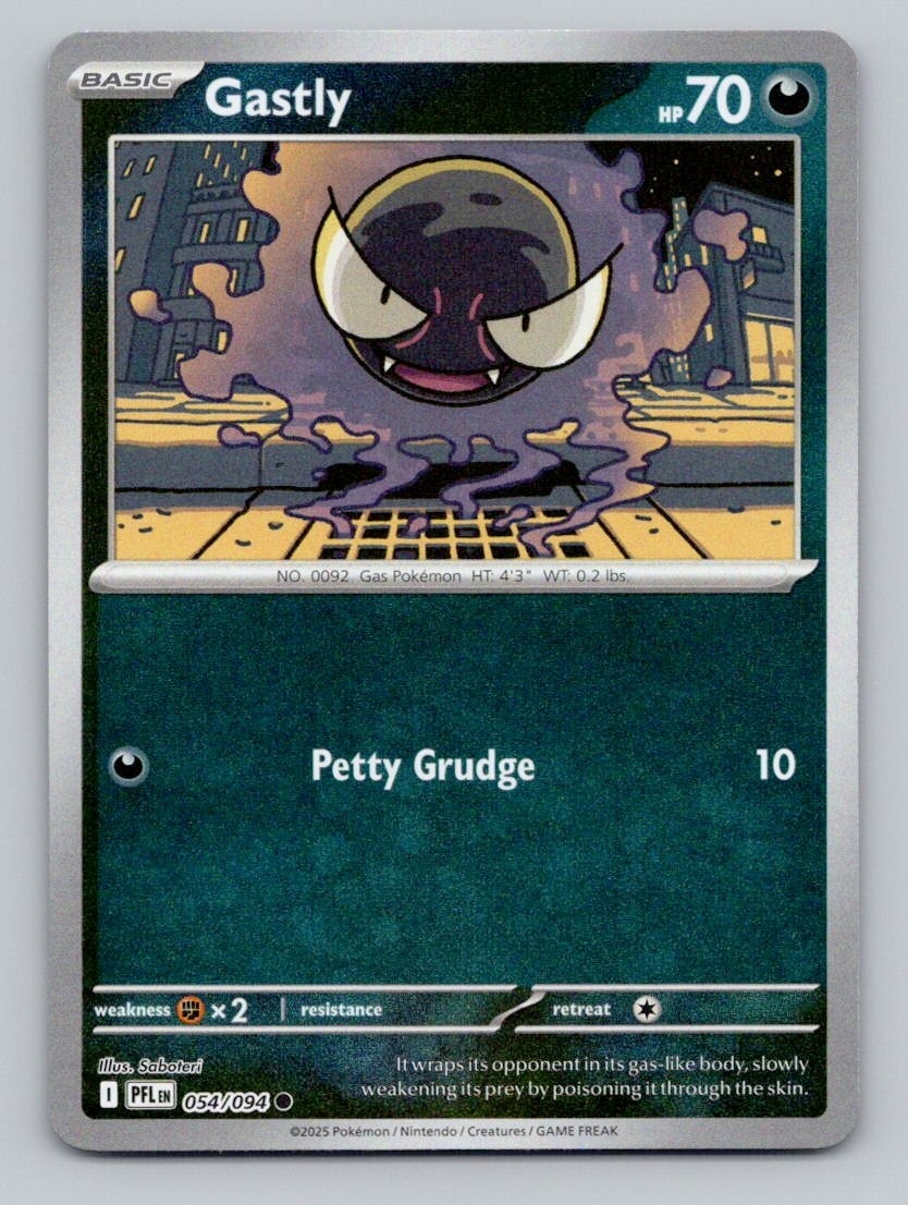 Reverse Holo Gastly 054/094 Common Phantasmal Flames Pokemon