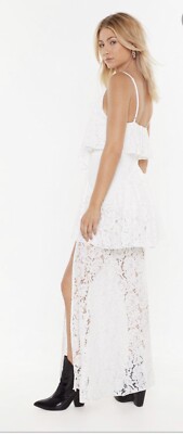 Nasty Gal ivory Lace Tiered Maxi Dress US 4 UK 8 EUR 36 | eBay