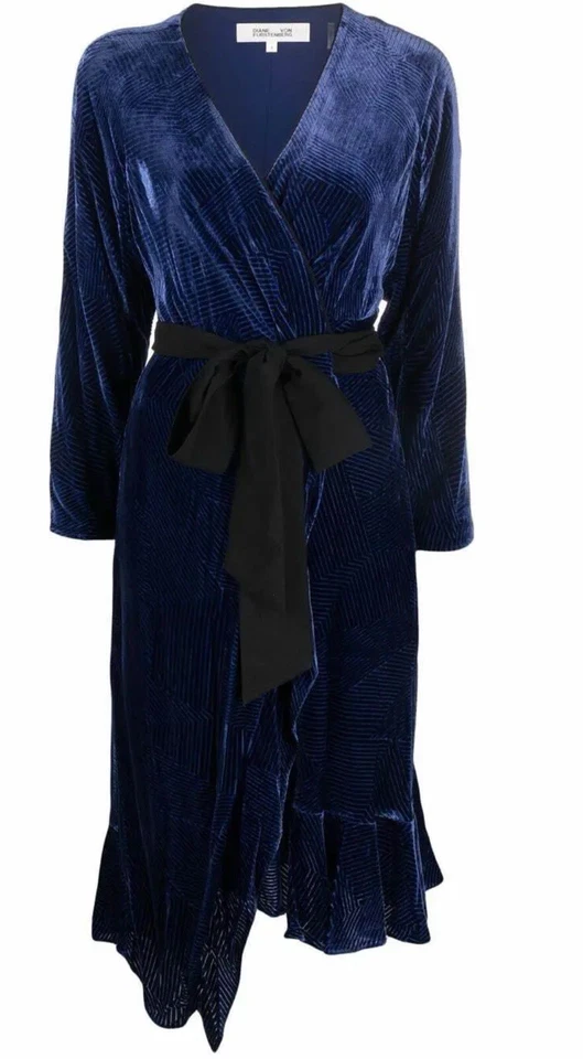 DVF Diane Von Furstenberg Navy Tulisa Wrap Dress Size 10 - Imagem 2 de 4