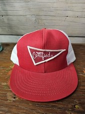 Vintage Certified Trucker Hat Cap Snap Back Red White Made In The USA