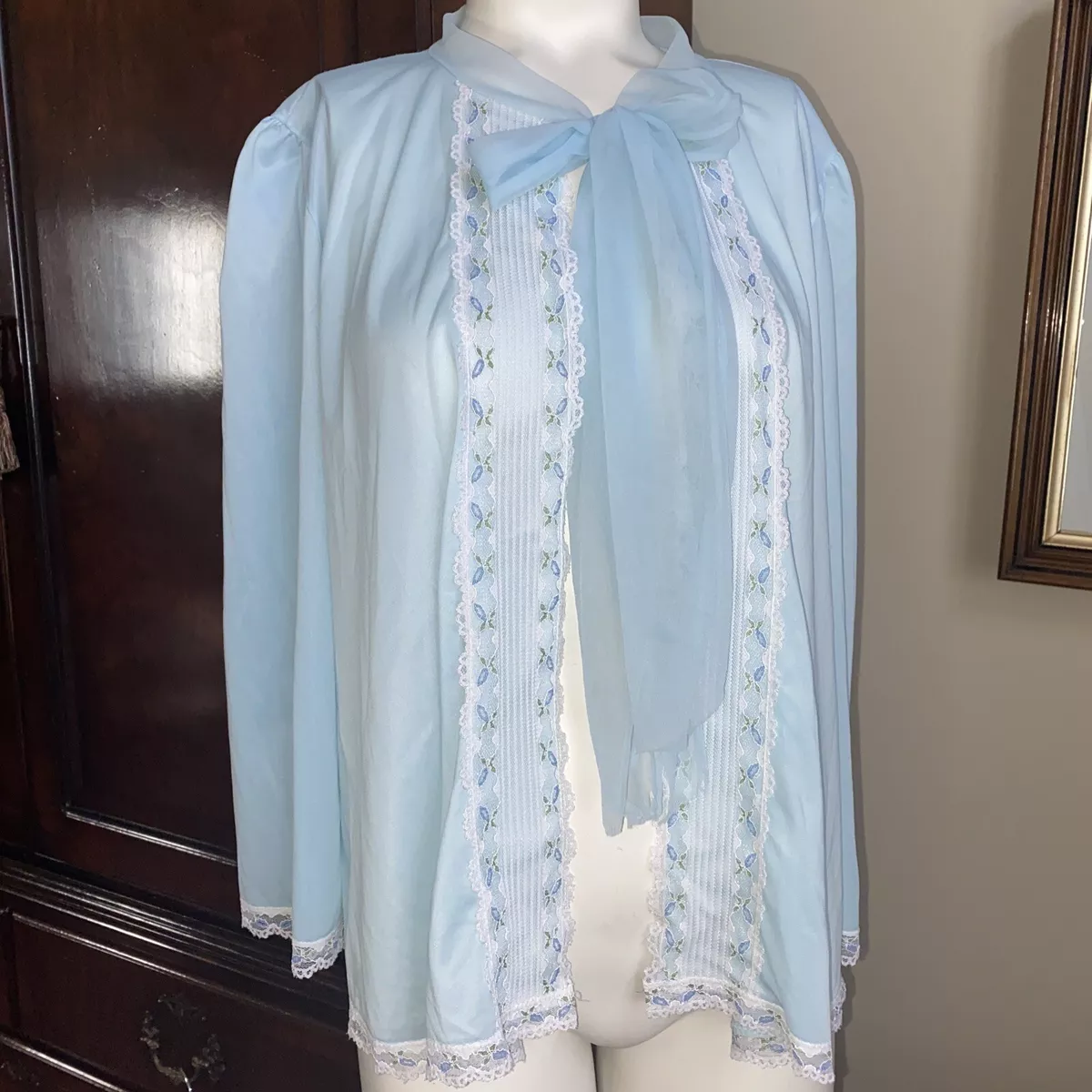 Vintage 1960's Sheer White Nightie Cover Bed Jacket Medium 