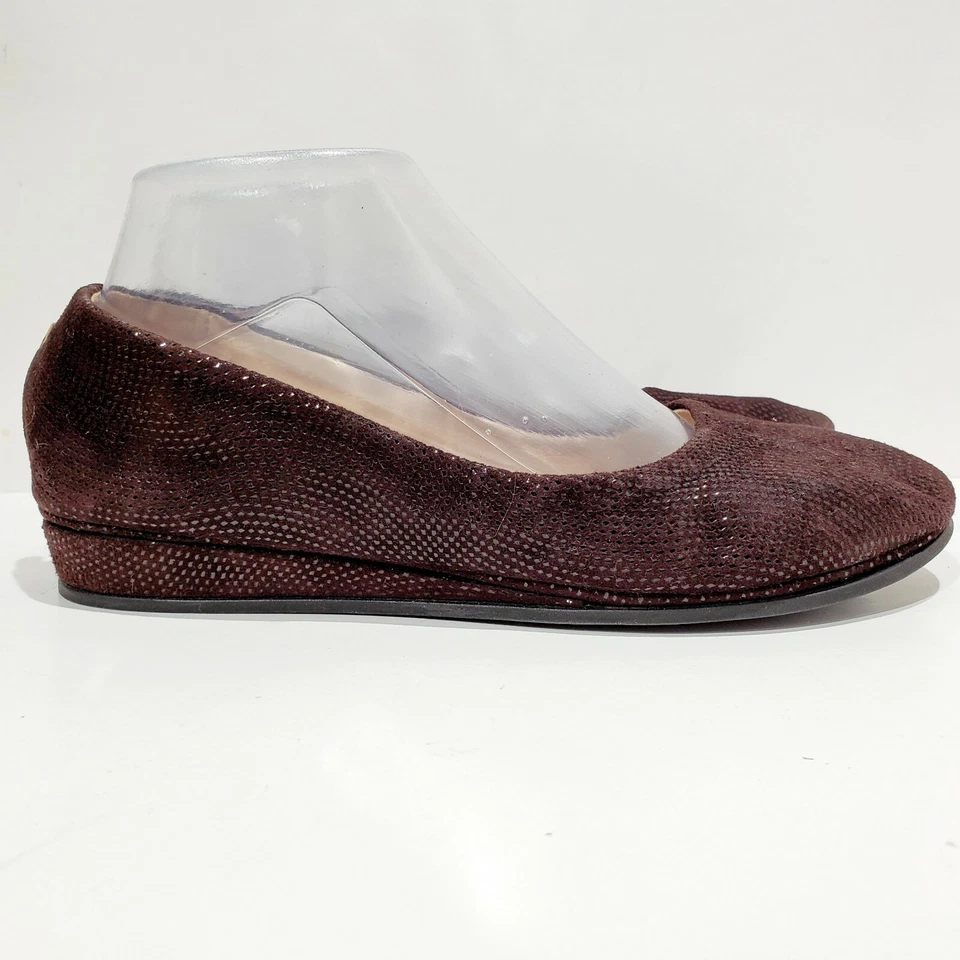 Mini cuña de gamuza de piel de serpiente marrón fslny talla 7,5 hecha en Italia Foto 2 de 4