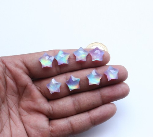 Pietra preziosa opale, opale arcobaleno aurora taglio rosa stella sfaccettata cabochon lotto, 12,5 mm - Foto 7 di 7