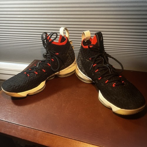 NIKE LEBRON 15 Men’s Sz 11 XV BRIGHT CRIMSON WHITE BLACK AQ2363-002 FLYKNIT 2017 - Picture 9 of 20