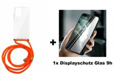 Handykette orange + Panzerfolie Glas 9h für Samsung A56 A16 A26 A36 A55  S25