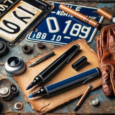 Kit Pennarelli Restauro  Auto storica Moto Vespa d'Epoca ritocco Targhe blu nero