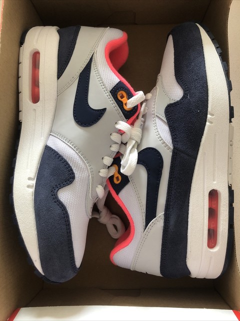 nike air max 1 pure platinum midnight navy racer pink