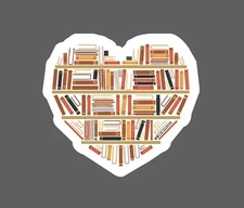 Books Heart Sticker Knowledge Waterproof Read Reading Bookshelf Gift NEW
