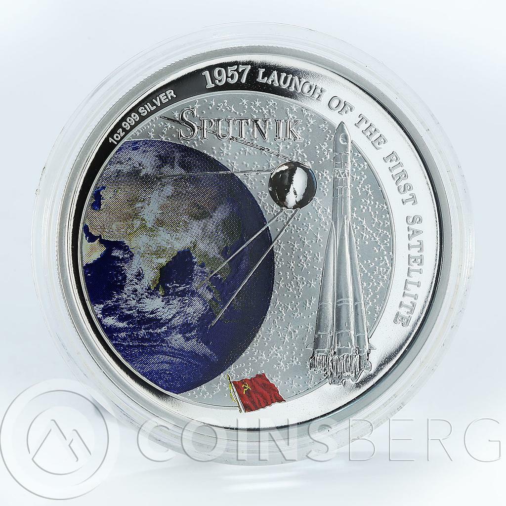 Fiji 2 dollars Sputnik 1957 Launch of the First Satellite Space silver coin  2007 | eBay