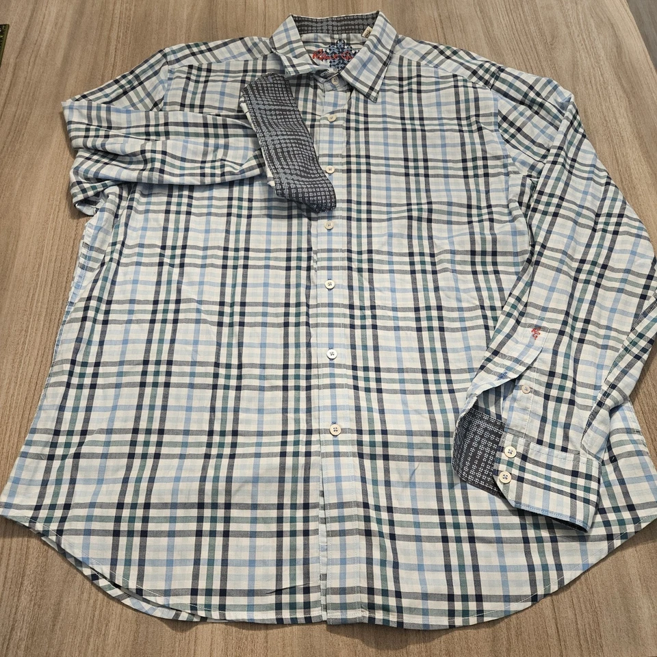 Robert Graham Button Up Shirt Men's 2XL Flip Cuff Multicolor Plaid - Image 3 of 4