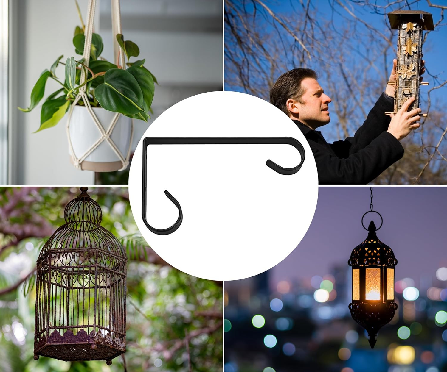 Metal Plant Hangers Outdoor Wall Mounted Hanging Plant Bracket 6 Inches Set of 2