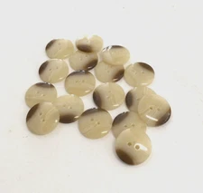 24 Buttons Mottled Swirl Cream Brown Plastic 2-Hole Sew Through 19 mm #WH10