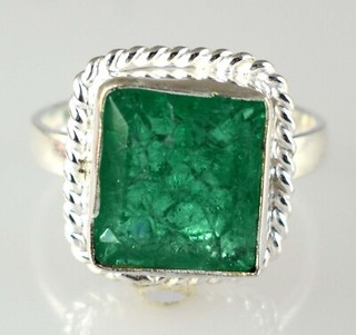 Natural Green Emerald 14.65 Ct Emerald Cut Gemstone Men's Ring Valentine's Offer