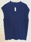 Talbots Womens Sweater 2X Plus Blue Knit Sleeveless Pullover Casual Work Office