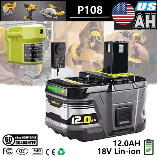 18 VOLT For RYOBI P107,P108 18V 12.0AH High Capacity Lithium Battery / Charger - Picture 6 of 11