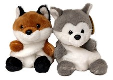 Set of 2 SLY FOX BUSKY HUSKY Palm Pals 5" Stuffed Animal Plush, Aurora