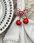 Napkin ring set Of 6 Napking Holder Table Decor Handmade Cherry Cherries