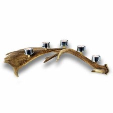 Candeliere con vero corno di daino. Cervo. Candela. Chalet. Camino. 17_32211