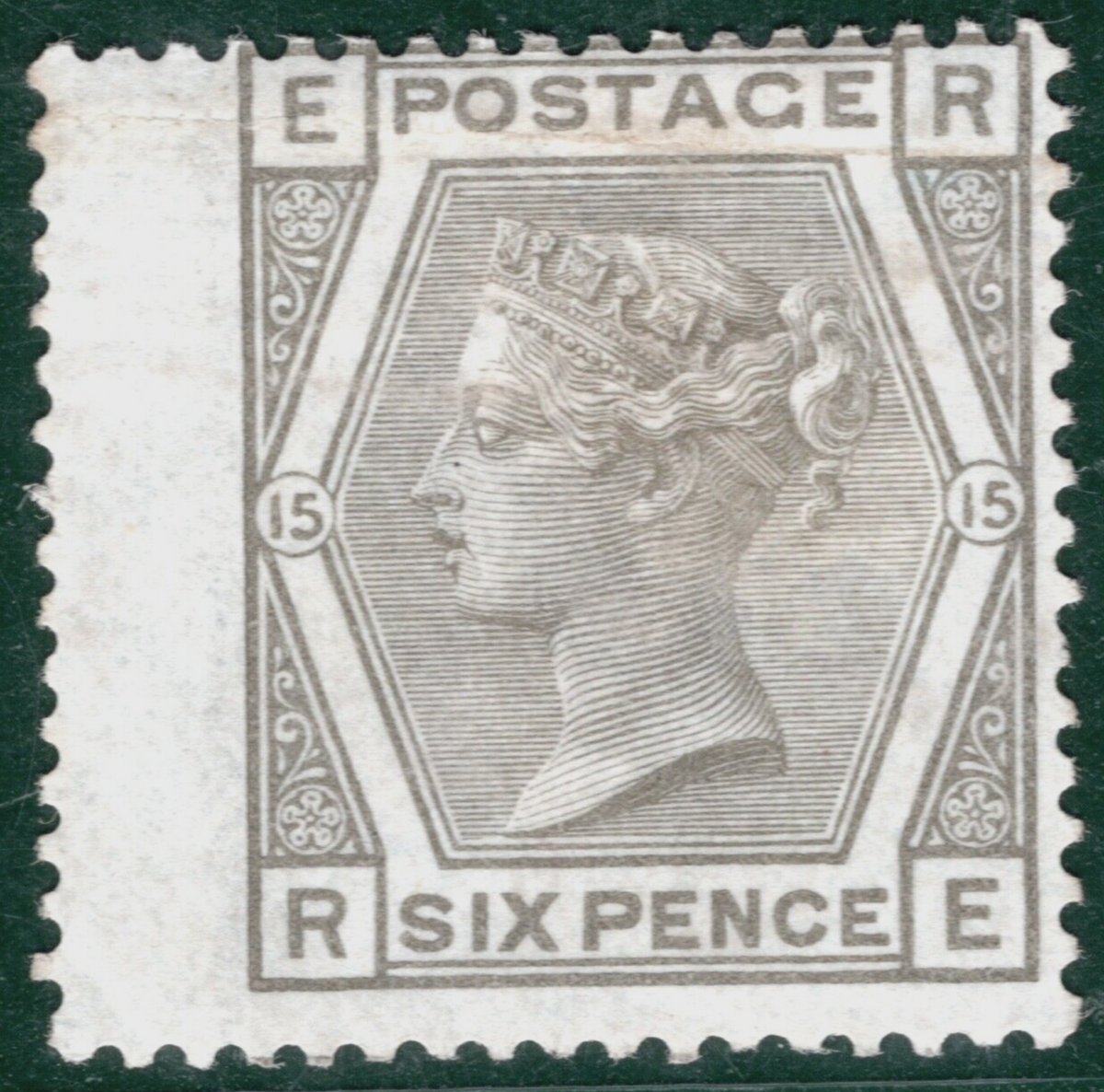GB QV Stamp SG.147 6d Grey Plate 15 (RE) (1876) Mint LMM Cat £500