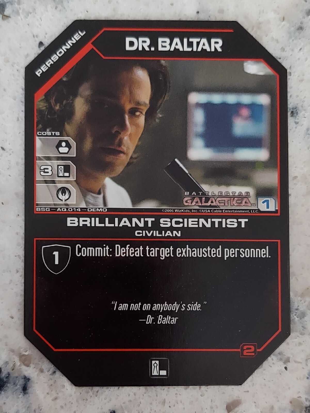 BATTLESTAR GALACTICA CCG RARE DEMO Card BSG-AQ.014-DEMO Brilliant ...