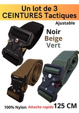 Un lot de 3 ceintures tactique beige vert noir