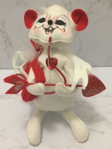 Annalee 9” Valentine Large Cupid Mouse Heart, Bow & Arrow 2008 Gently Displayed  - Picture 1 of 12
