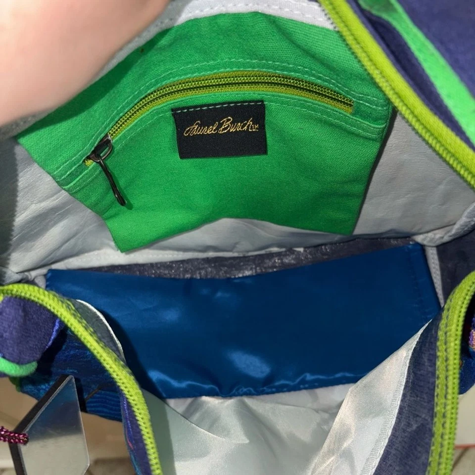 De colección Y2K Años 90 LAUREL BURCH Mediano Lona Cartera Bolso Hobo Bolso de Mano Perro Foto 4 de 4