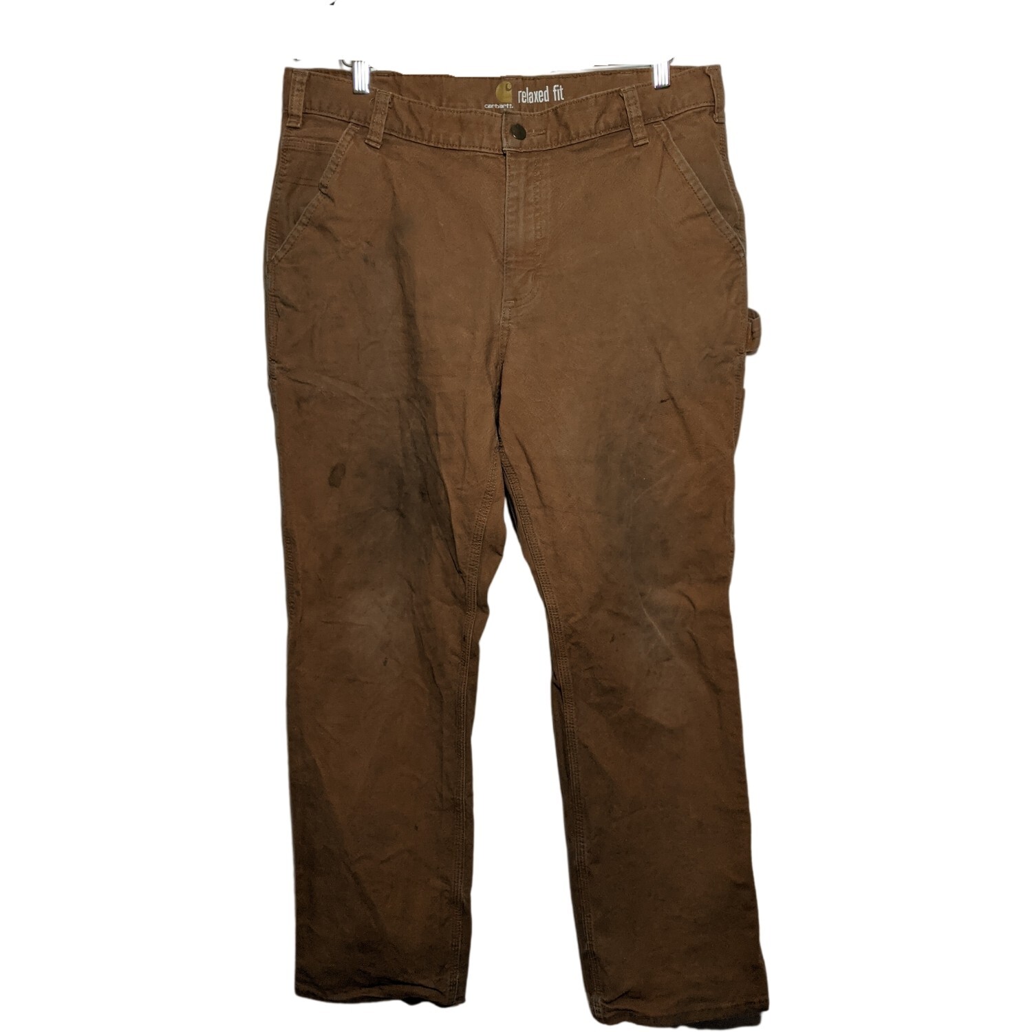 Carhartt Relaxed Fit Carpenter Painters Pants DISTRESSED 36x32 Tan