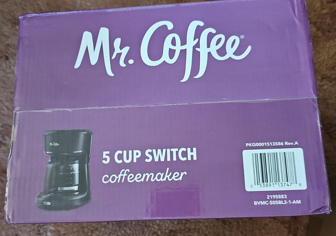 Mr. Coffee 5Cup Mini Brew Switch Coffee Maker Black Auto Pause Easy On