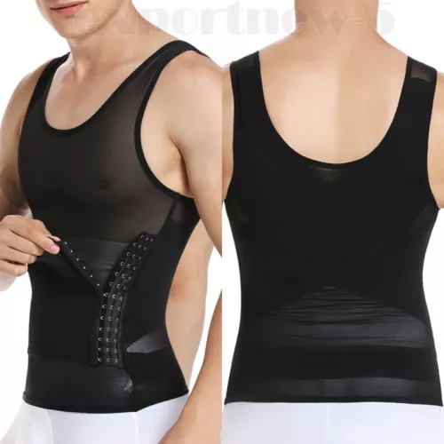 GILET DA UOMO BODY SHAPER SLIMMING PANCIA PETTO COMPRESSIONE T-SHIRT TANK TOP CINTURA - Foto 23 di 36