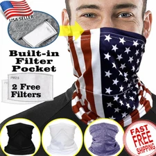 Neck Gaiter FILTER Tube Bandana Scarf Face Mask Balaclava Multi-use Protection