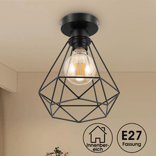 Metall Deckenlampe Hängeleuchte Schwarz Draht Vintage Industrie Retro E27 Käfig