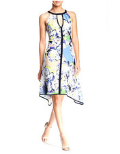 Adrianna Papell Floral Printed Cutaway Sharkbite Dress (size 4)
