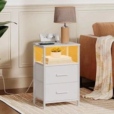 HOOBRO Nightstand with Charging Station Bedside Table End Table 15" x 11" x 23.6