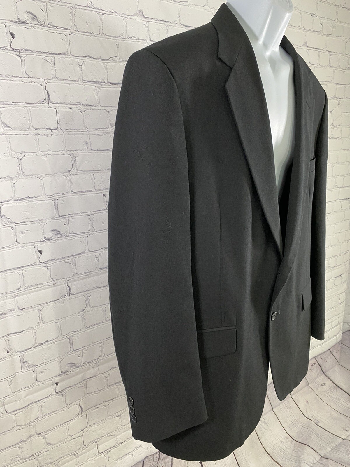 Towncraft Black Polyester Wool Two Button Blazer … - image 2