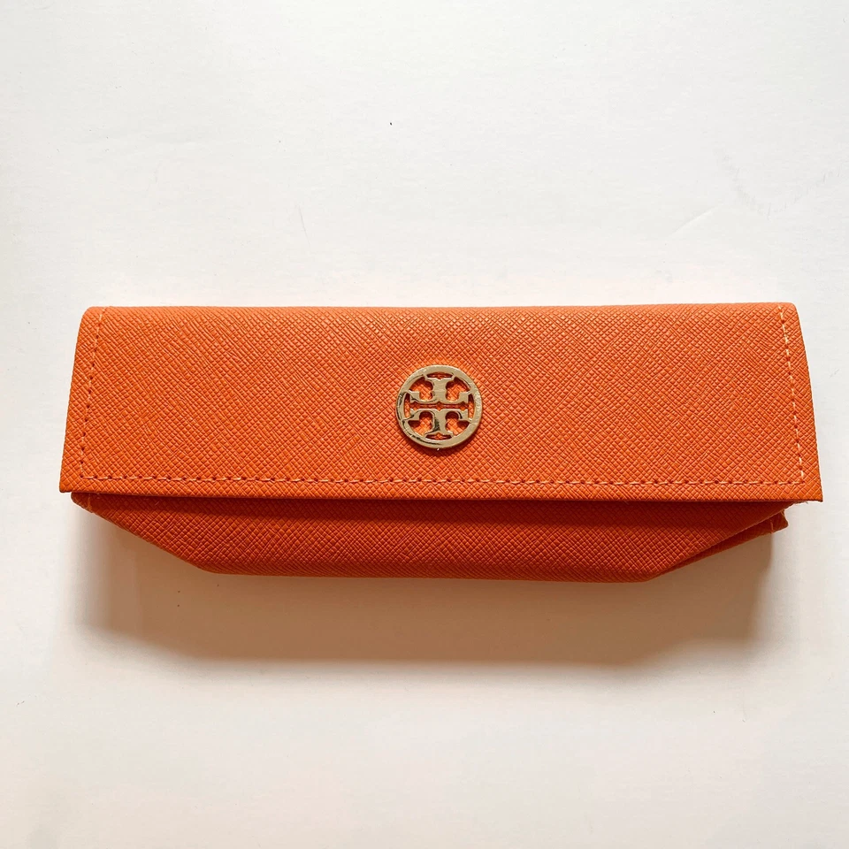 Tory Burch Authentic Orange Eyeglasses Case Only Sunglasses Case Gold Logo - Image 2 of 4